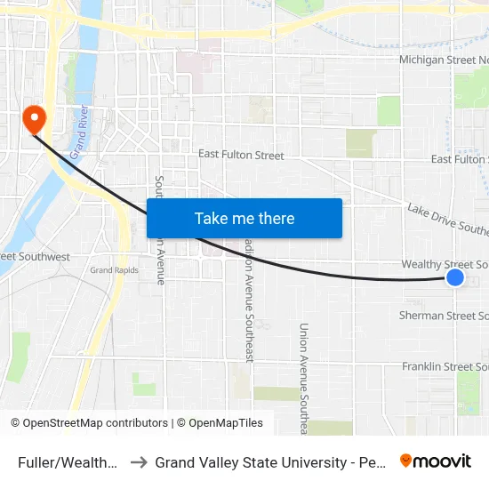 Fuller/Wealthy (Nb) to Grand Valley State University - Pew Campus map
