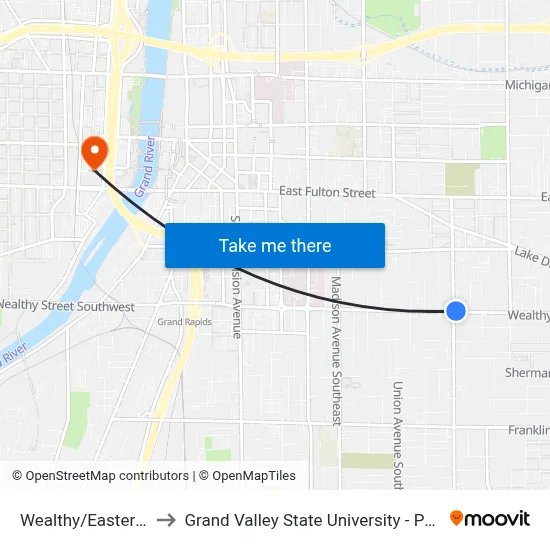 Wealthy/Eastern (Wb) to Grand Valley State University - Pew Campus map