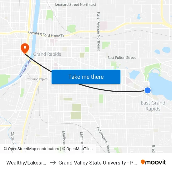 Wealthy/Lakeside (Eb) to Grand Valley State University - Pew Campus map