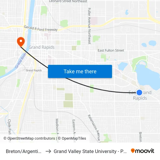 Breton/Argentina (Sb) to Grand Valley State University - Pew Campus map