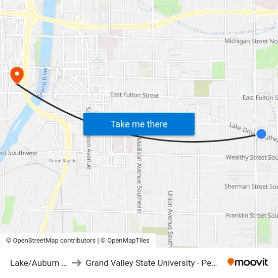 Lake/Auburn (Wb) to Grand Valley State University - Pew Campus map