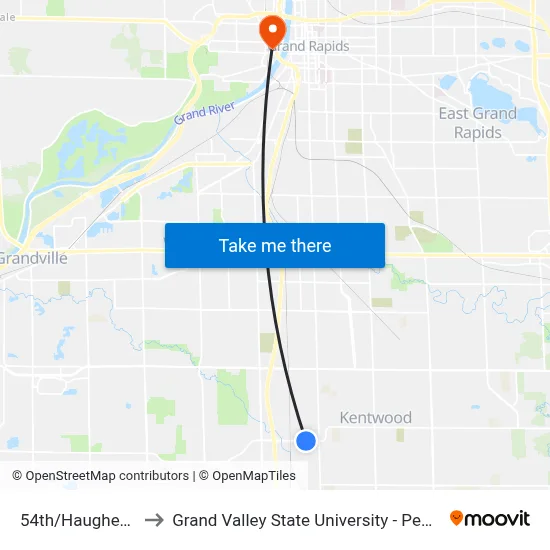 54th/Haughey (Eb) to Grand Valley State University - Pew Campus map