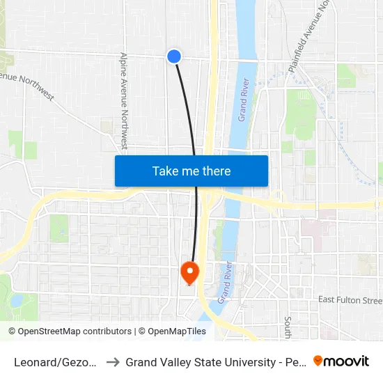 Leonard/Gezon (Wb) to Grand Valley State University - Pew Campus map