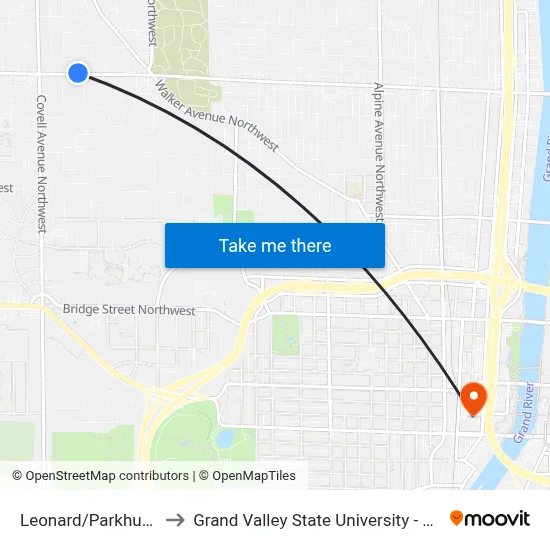 Leonard/Parkhurst (Wb) to Grand Valley State University - Pew Campus map
