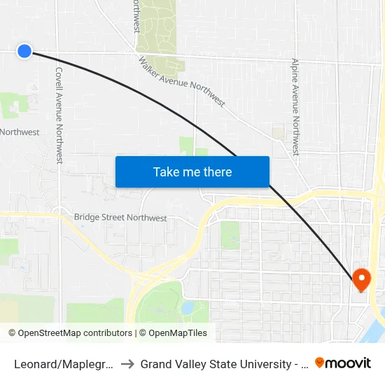 Leonard/Maplegrove (Wb) to Grand Valley State University - Pew Campus map