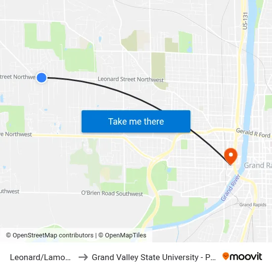 Leonard/Lamont (Wb) to Grand Valley State University - Pew Campus map