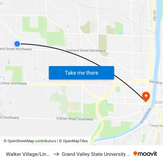 Walker Village/Linwood (Nb) to Grand Valley State University - Pew Campus map
