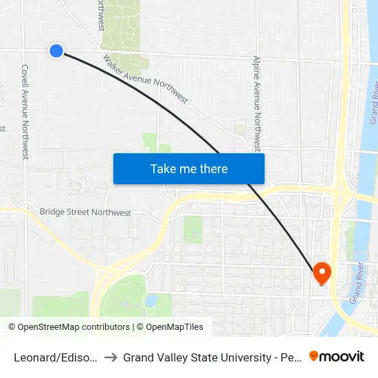 Leonard/Edison (Eb) to Grand Valley State University - Pew Campus map