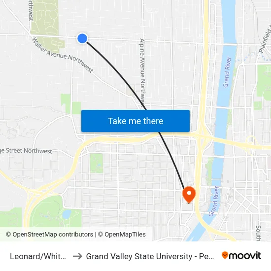 Leonard/White (Eb) to Grand Valley State University - Pew Campus map