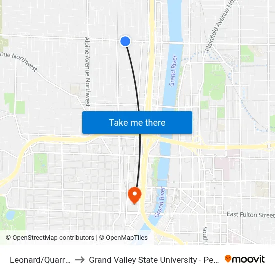 Leonard/Quarry (Eb) to Grand Valley State University - Pew Campus map