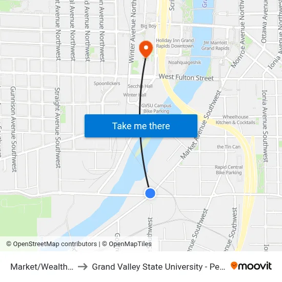 Market/Wealthy (Sb) to Grand Valley State University - Pew Campus map