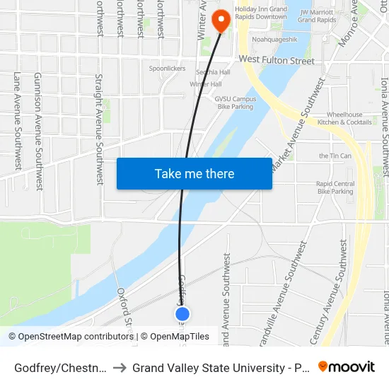 Godfrey/Chestnut (Sb) to Grand Valley State University - Pew Campus map