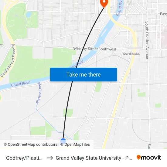 Godfrey/Plastico (Sb) to Grand Valley State University - Pew Campus map