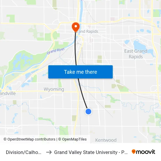 Division/Calhoun (Nb) to Grand Valley State University - Pew Campus map