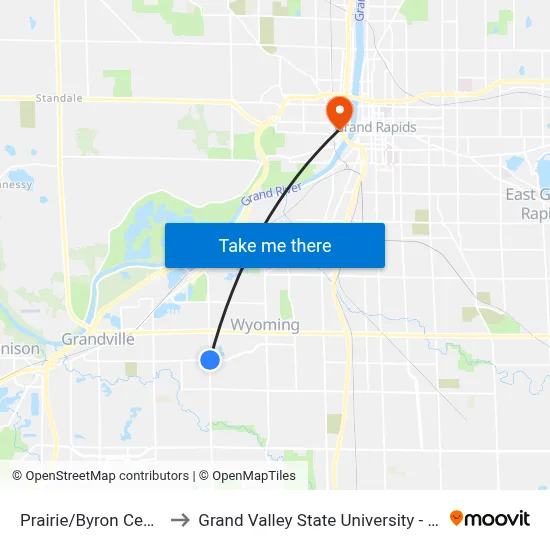 Prairie/Byron Center (Wb) to Grand Valley State University - Pew Campus map