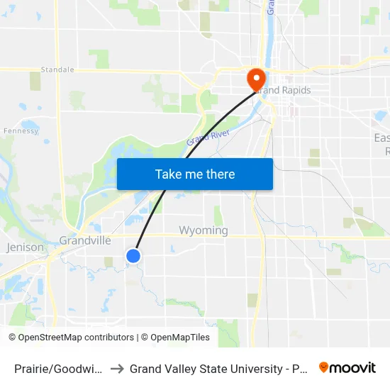 Prairie/Goodwill (Wb) to Grand Valley State University - Pew Campus map