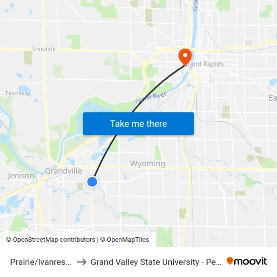 Prairie/Ivanrest (Wb) to Grand Valley State University - Pew Campus map