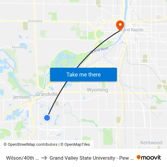 Wilson/40th (Sb) to Grand Valley State University - Pew Campus map