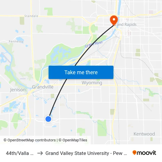 44th/Valla (Eb) to Grand Valley State University - Pew Campus map