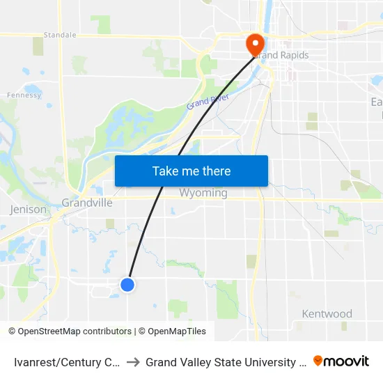 Ivanrest/Century Center (Nb) to Grand Valley State University - Pew Campus map