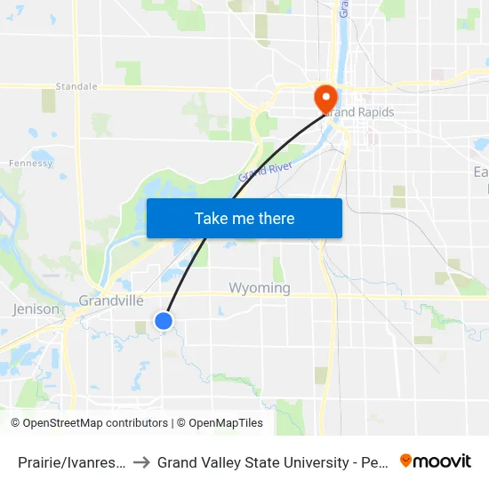 Prairie/Ivanrest (Eb) to Grand Valley State University - Pew Campus map
