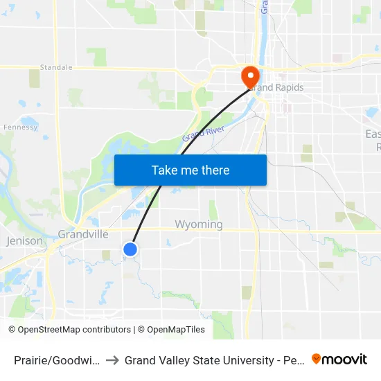 Prairie/Goodwill (Eb) to Grand Valley State University - Pew Campus map