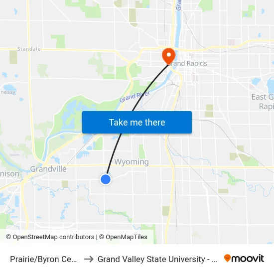 Prairie/Byron Center (Eb) to Grand Valley State University - Pew Campus map