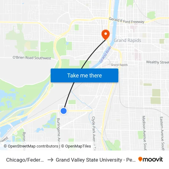 Chicago/Federal (Eb) to Grand Valley State University - Pew Campus map