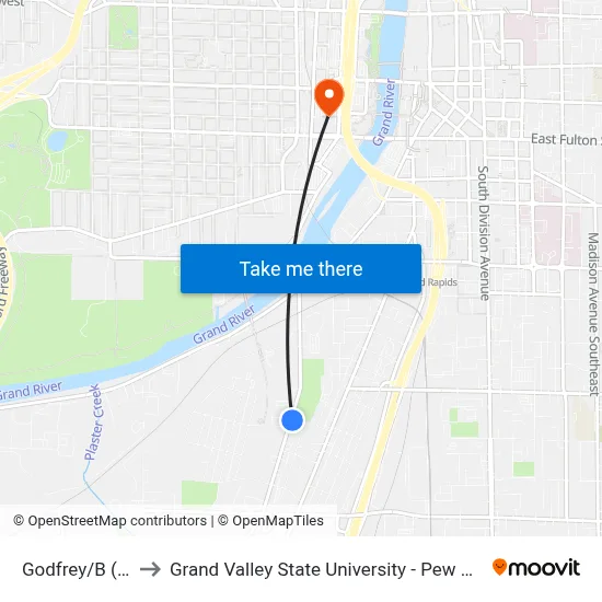 Godfrey/B (Nb) to Grand Valley State University - Pew Campus map