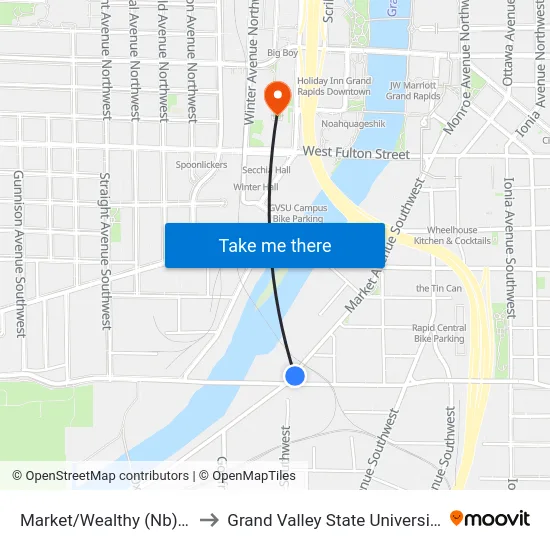 Market/Wealthy (Nb) to Grand Valley State University - Pew Campus map