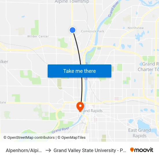 Alpenhorn/Alpine (Eb) to Grand Valley State University - Pew Campus map