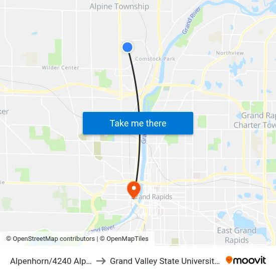 Alpenhorn/4240 Alpenhorn (Nb) to Grand Valley State University - Pew Campus map