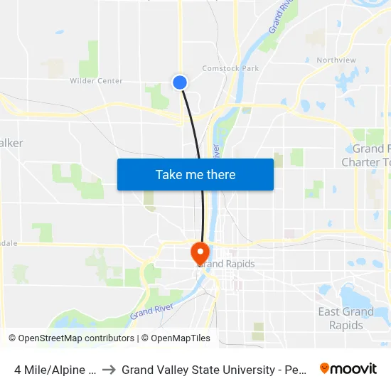 4 Mile/Alpine (Wb) to Grand Valley State University - Pew Campus map