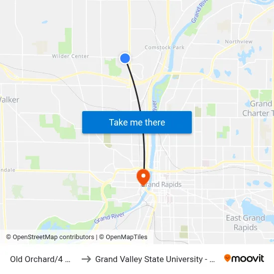 Old Orchard/4 Mile (Sb) to Grand Valley State University - Pew Campus map