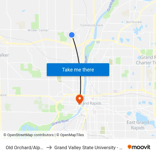 Old Orchard/Alpine (Eb) to Grand Valley State University - Pew Campus map