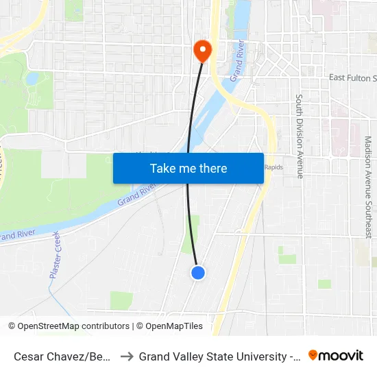 Cesar Chavez/Beacon (Sb) to Grand Valley State University - Pew Campus map