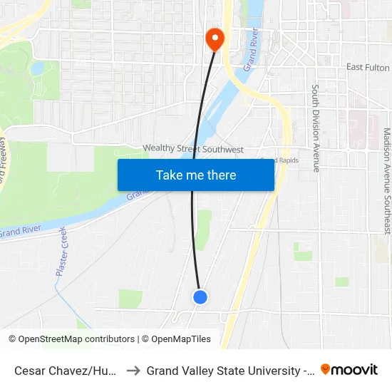 Cesar Chavez/Hughart (Nb) to Grand Valley State University - Pew Campus map