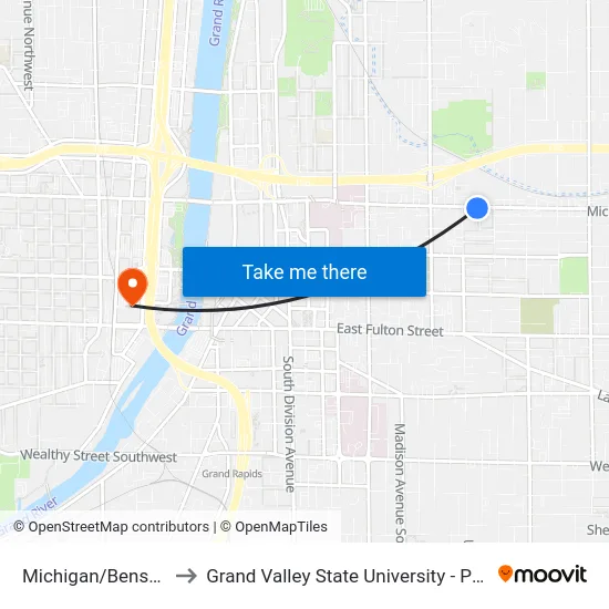 Michigan/Benson (Eb) to Grand Valley State University - Pew Campus map