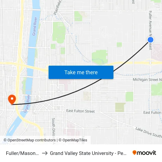 Fuller/Mason (Nb) to Grand Valley State University - Pew Campus map