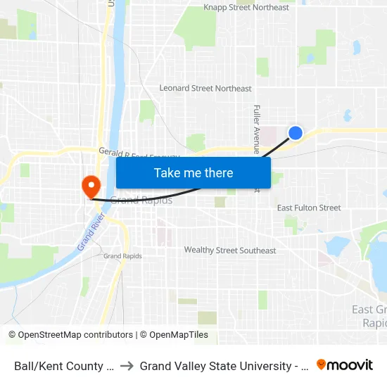 Ball/Kent County Jail (Sb) to Grand Valley State University - Pew Campus map