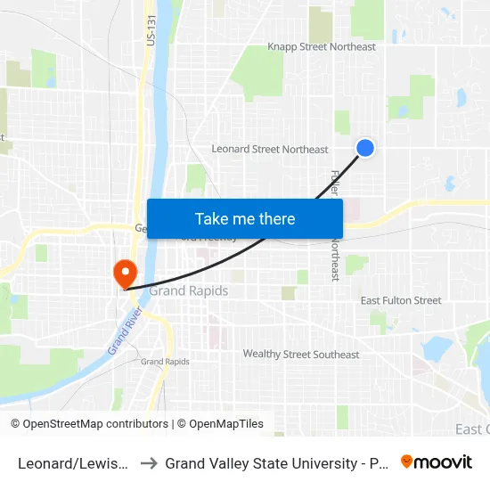 Leonard/Lewison (Eb) to Grand Valley State University - Pew Campus map