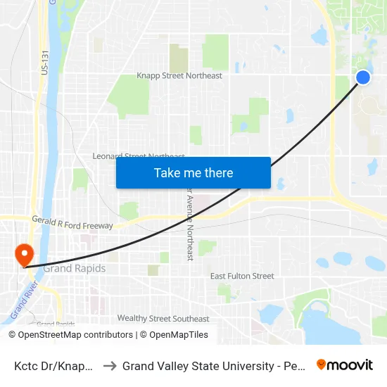 Kctc Dr/Knapp (Sb) to Grand Valley State University - Pew Campus map
