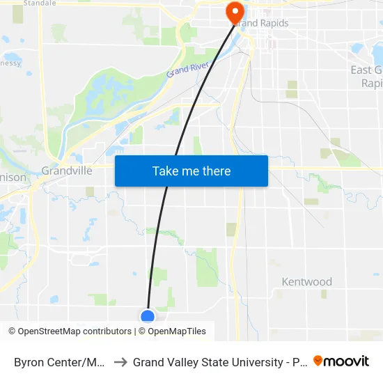 Byron Center/Main (Sb) to Grand Valley State University - Pew Campus map