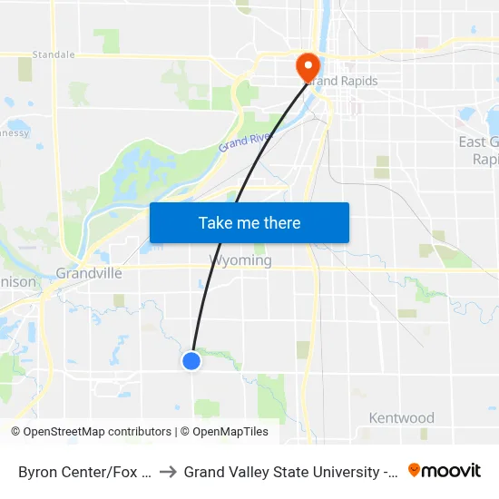 Byron Center/Fox Run (Nb) to Grand Valley State University - Pew Campus map