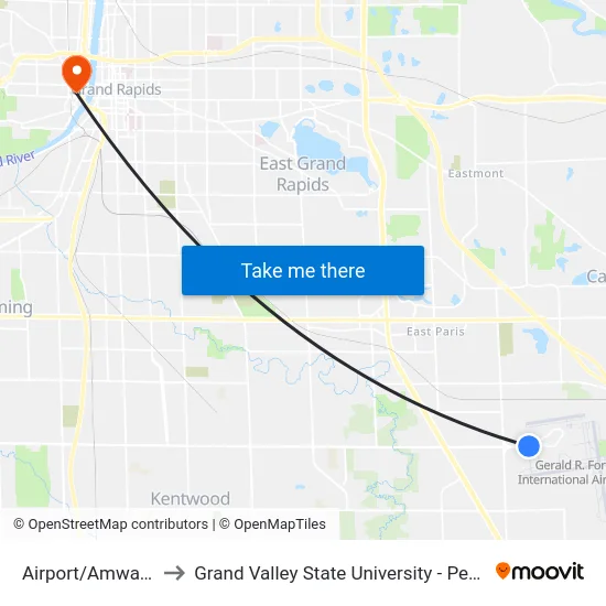 Airport/Amway (Eb) to Grand Valley State University - Pew Campus map