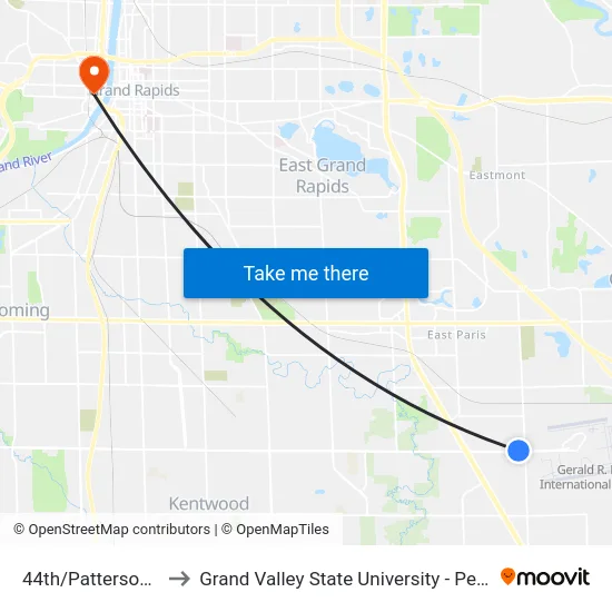 44th/Patterson (Wb) to Grand Valley State University - Pew Campus map