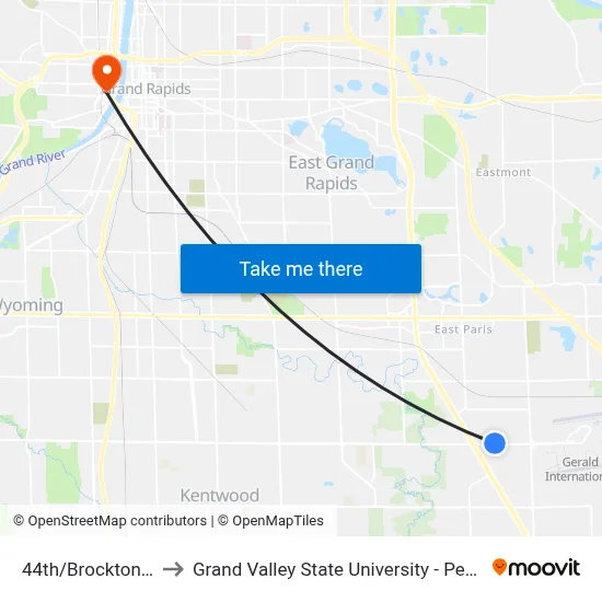 44th/Brockton (Wb) to Grand Valley State University - Pew Campus map