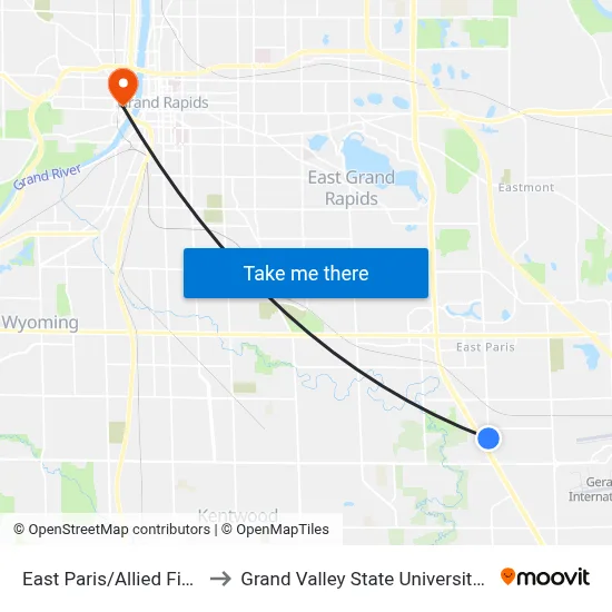 East Paris/Allied Finishing (Nb) to Grand Valley State University - Pew Campus map