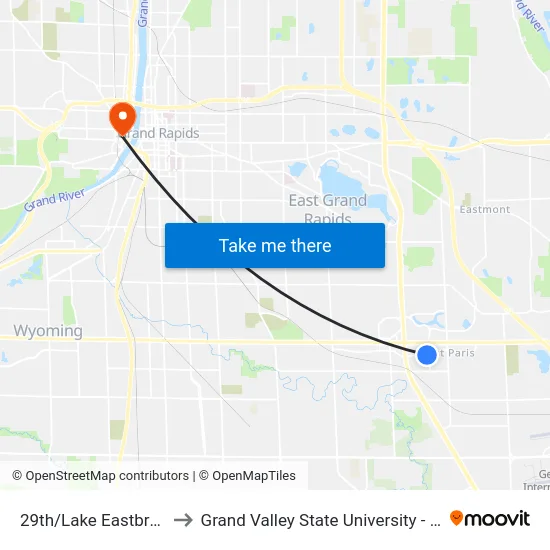 29th/Lake Eastbrook (Wb) to Grand Valley State University - Pew Campus map