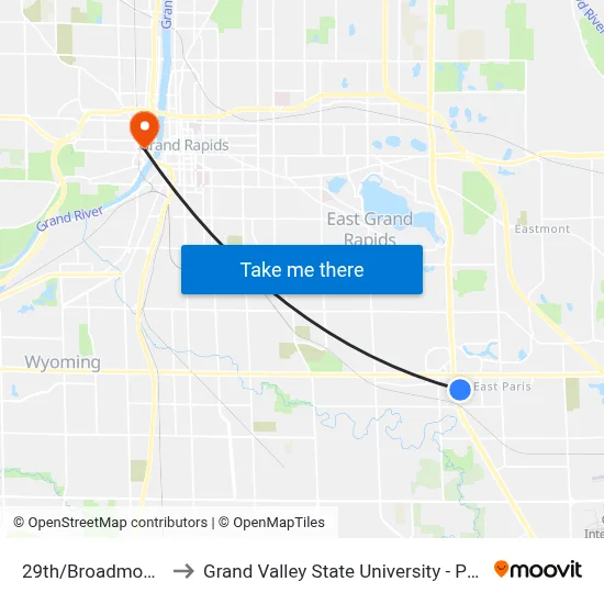 29th/Broadmoor (Wb) to Grand Valley State University - Pew Campus map